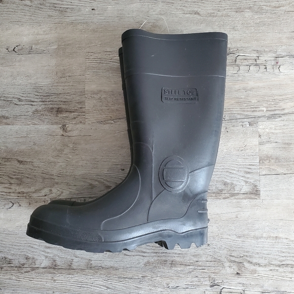 Men's Black Steel Toe Work/Rain Boot - US 7 - Picture 7 of 7